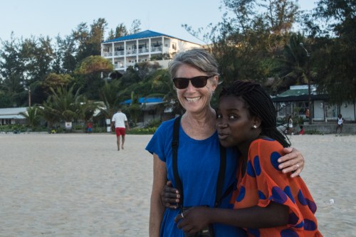 That's Caso do Mar in the background, and Sally with a young woman who rushed over to be photographed